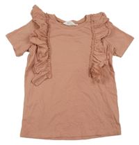 Starorůžové tričko s volánky H&M