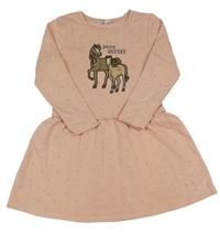 Světlerůžové teplákové šaty s koníky Topolino