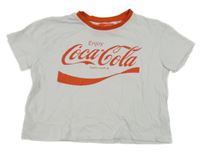 Bílo-tmavooranžové crop tričko s logem - Coca-Cola PEPCO