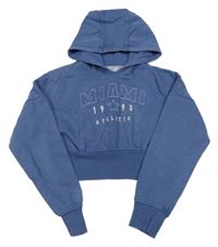 Modrá crop mikina s nápisem a kapucí Primark