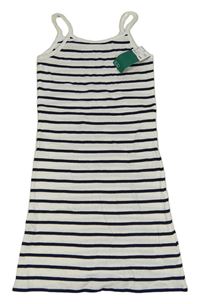 Nové - Bílo-černé pruhované žebrované elastické šaty H&M