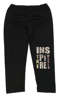 Černé sportovní crop legíny s nápisem 