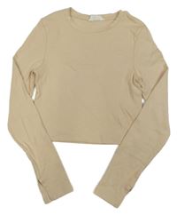 Béžové žebrované crop triko Matalan