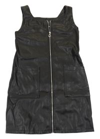 Černé koženkové propínací šaty Primark