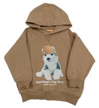 Hnědá oversize mikina s husky a nápisy a kapucí M&S