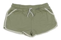 Khaki-bílé teplákové kraťasy Primark