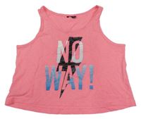 Neonově růžový crop top s nápisem 