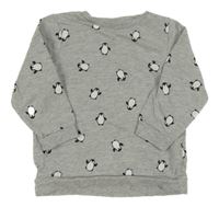 Šedá melírovaná mikina s tučňáčky H&M