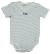 Bílo-modré pruhované body s nápisem Topomini