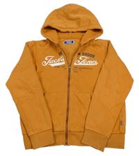 Oranžová  propínací mikina s logem a kapucí Jack & Jones