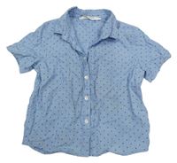 Modrá košile riflového vzhledu s puntíky H&M