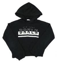 Černá crop mikina s nápisem a kapucí H&M