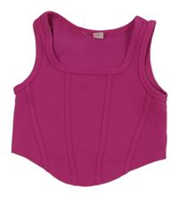 Fuchsiový crop top s pruhy Shein
