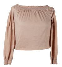 Dámské růžové crop triko s lodičkovým výstřihem H&M