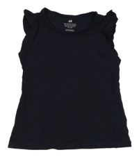 Tmavomodré tričko s volánky H&M
