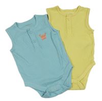 2x žebrované body - žluté + modré s krabem Primark