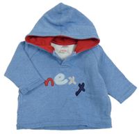 Modrá melírovaná mikina s logem a kapucí Next