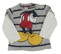 Pruhovano-bílé triko s Mickeym C&A