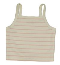 Smetanovo-růžový pruhovaný crop top Zara