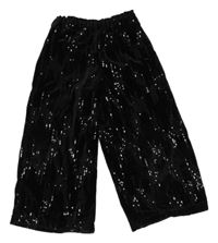 Černé sametové flitrové culottes kalhoty Sinsay