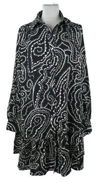 Dámské černo-bílé vzorované košilové šaty H&M