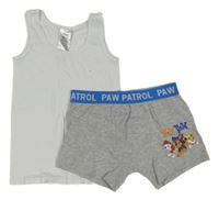 2set - Bílý nátělník + šedé melírované boxerky s Paw Patrol