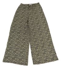 Hnědo-černé lehké široké kalhoty s leopardím vzorem Primark