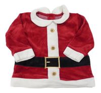 Tmavočerveno-bílé sametové triko - Santa Claus M&S