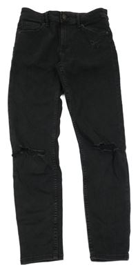 Černé skinny rifle s děravými koleny Bershka