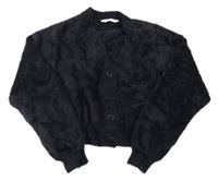 Černý chlupatý oversize crop propínací svetr CUBUS AS
