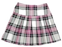 Bílo-růžovo-černá kostkovaná skládaná sukně Primark