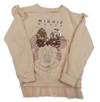 Světlerůžová mikina s Minnie a tylovým prvkem Sinsay