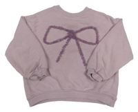 Fialovorůžová oversize mikina s mašlí Zara