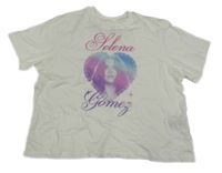 Bílé crop tričko s potiskem - Selena Gomez H&M
