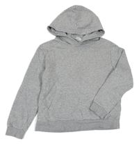 Šedá melírovaná mikina s kapsou a kapucí H&M