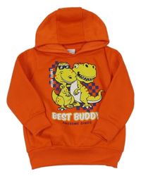 Červená mikina s dinosaury a kapucí 