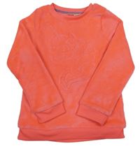 Neonově růžová plyšová mikina s jednorožcem H&M