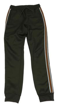Khaki sportovní tepláky s pruhy Lindex