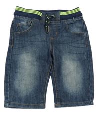 Tmavomodré riflové kraťasy s pruhovaným pasem Denim Co. 
