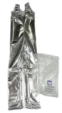 Nové - stříbrný latexový kalhotový taneční overal