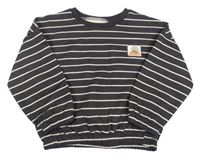 Tmavohnědá pruhovaná oversize mikina s potiskem dunnes