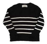 Černo-bílý pruhovaný žebrovaný crop svetr H&M