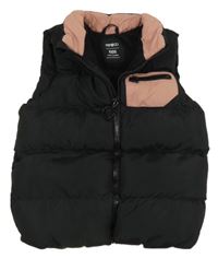 Černo-starorůžová šusťáková zateplená vesta Pep&Co