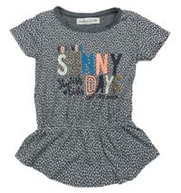 Šedá vzorovaná peplum tunika s nápisem 