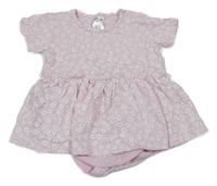Světlerůžové bavlněné květované šaty se všitým body Baby Berry