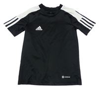 Černé sportovní funkční tričko s pruhy Adidas 