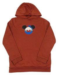 Cihlová mikina s Donldem/Mickeym a kapucí Primark