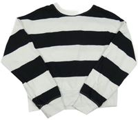 Černo-bílá pruhovaná crop mikina H&M