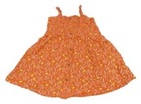 Oranžové letní šaty s palmami a knoflíky OBaïBi