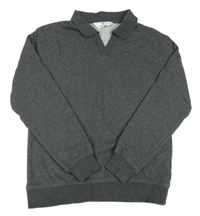 Tmavošedá melírovaná mikina s límečkem H&M